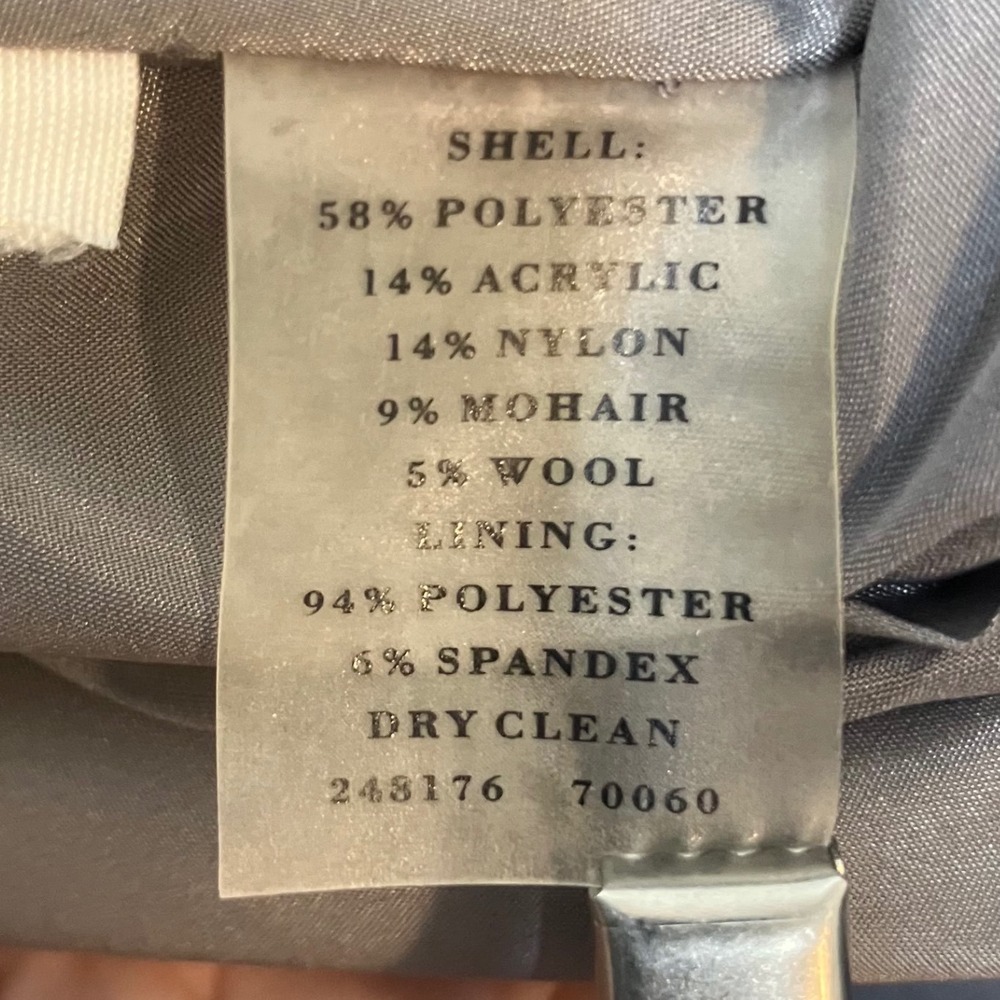 Ann Taylor Pencil Skirt 2 Mohair Wool Blend Silver Metallic Shiny Brocade Office - Picture 4 of 10